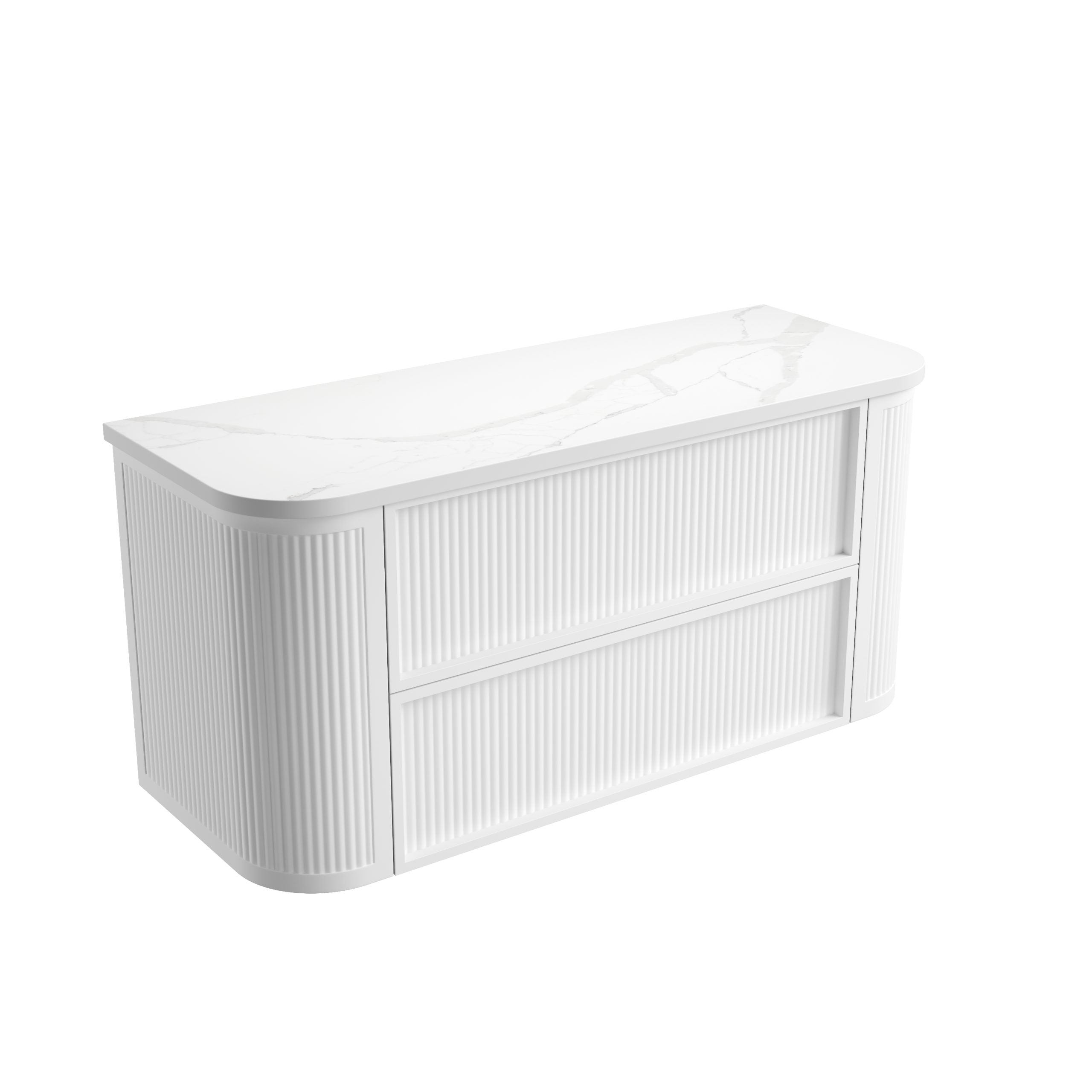 Ramee Matte White Fluted Wall Hung Vanity - Neche Interiors