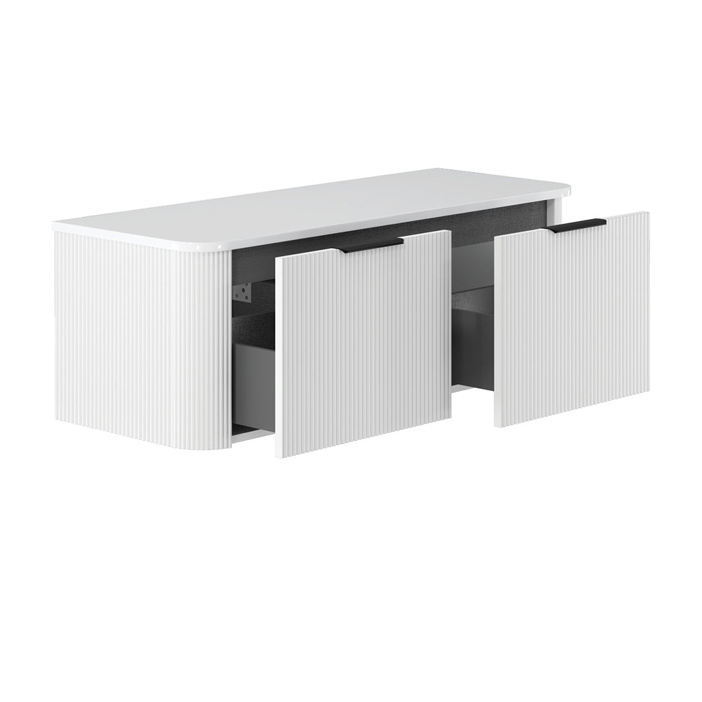 Minka Curved Satin White Cabinet