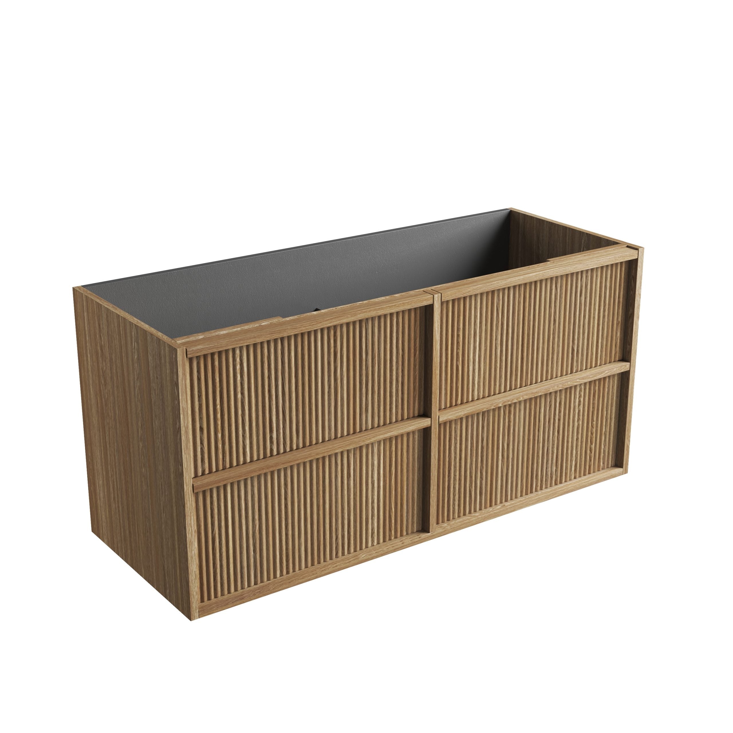 Venetta Fluted Framed Wall Hung Harvest Oak Vanity - Neche Interiors