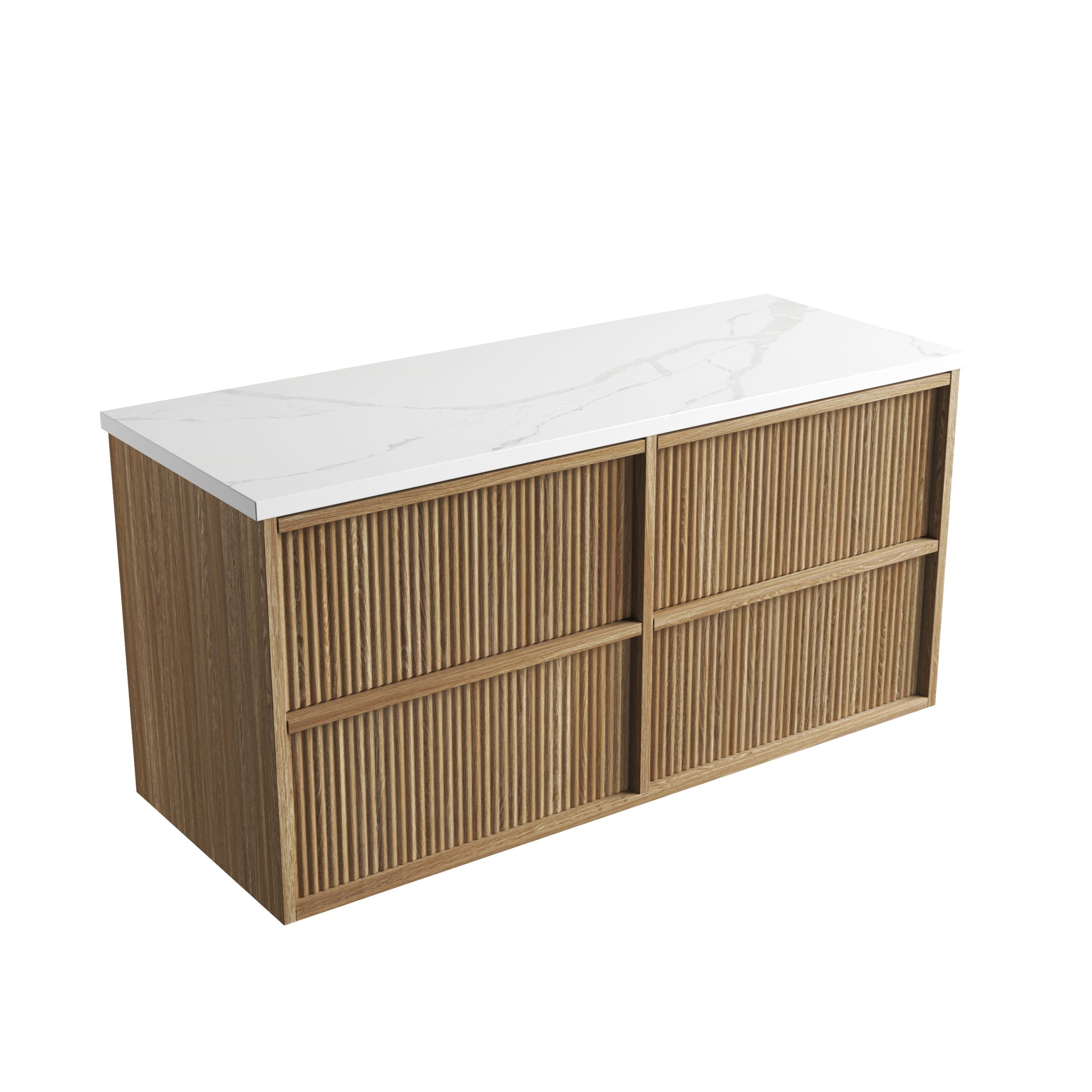 Venetta Fluted Framed Wall Hung Harvest Oak Vanity - Neche Interiors
