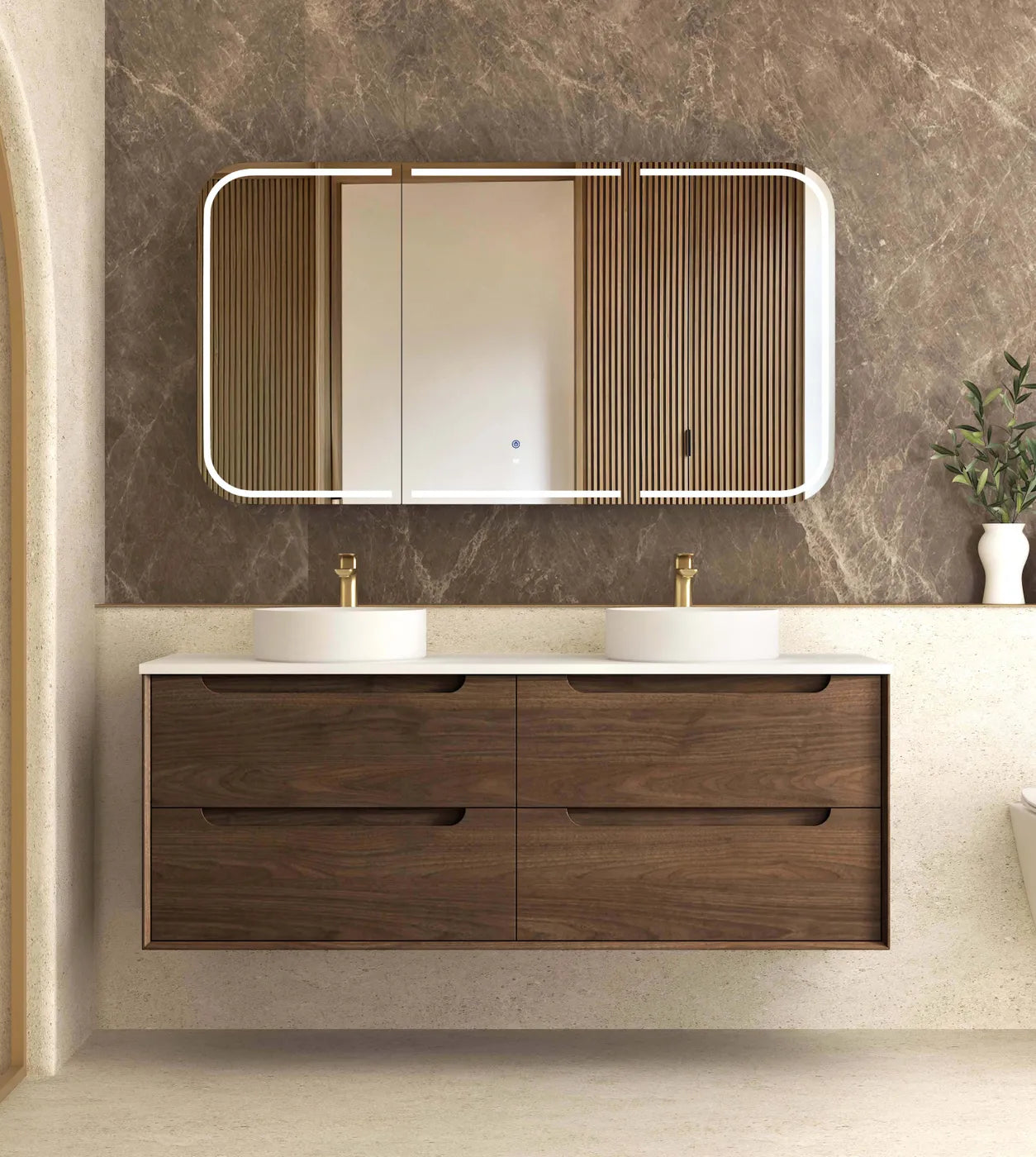 Byron Sable Walnut Wall Hung Vanity - Neche Interiors