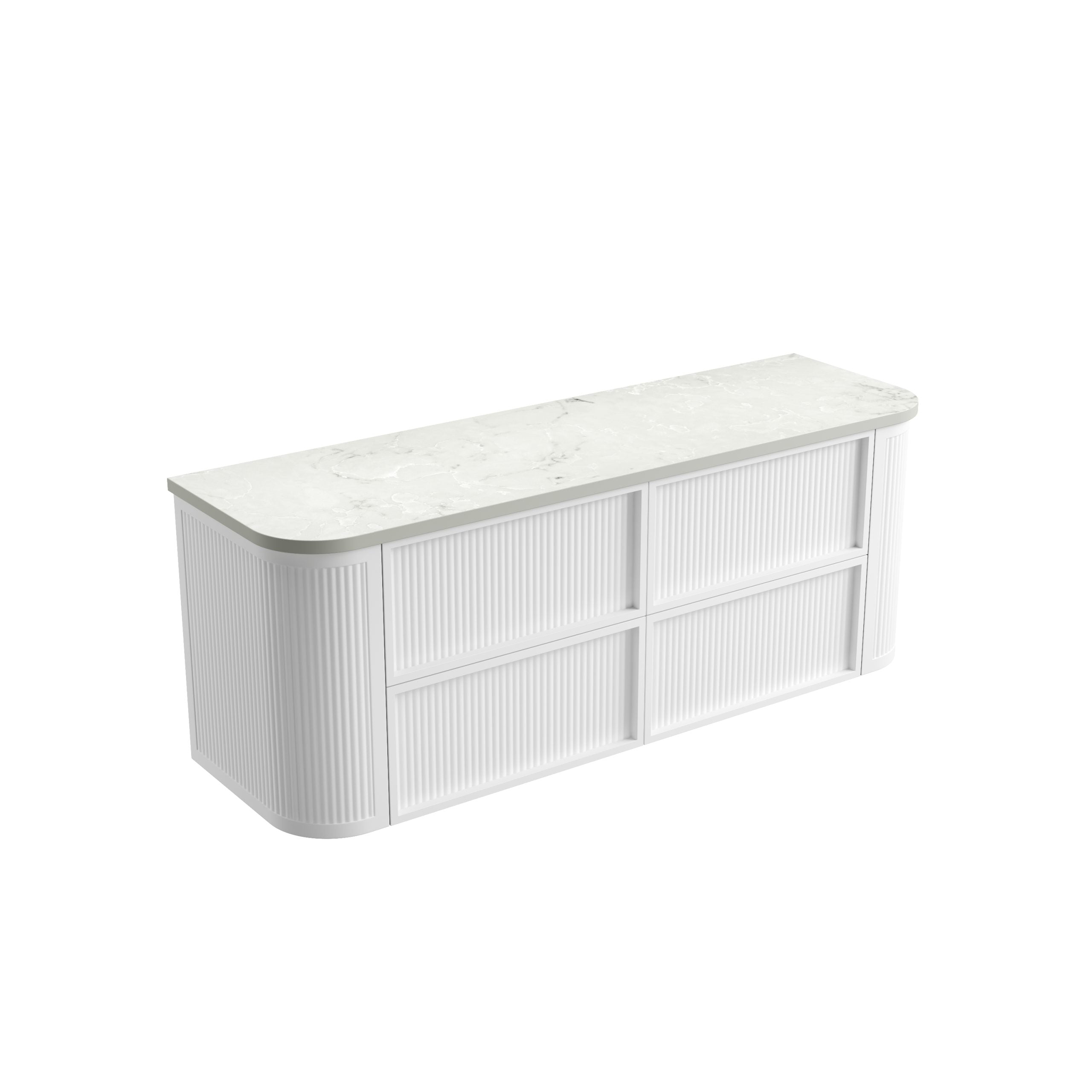 Ramee Matte White Fluted Wall Hung Vanity - Neche Interiors