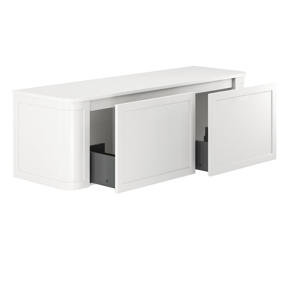 Mila Curved Satin White Cabinet