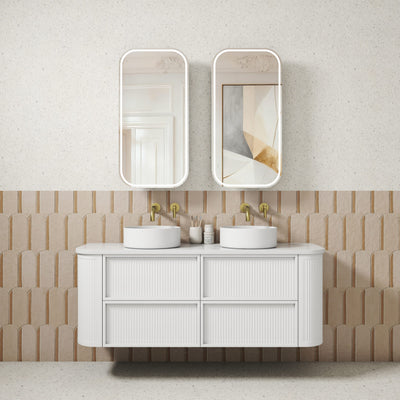 Ramee Matte White Fluted Wall Hung Vanity - Neche Interiors