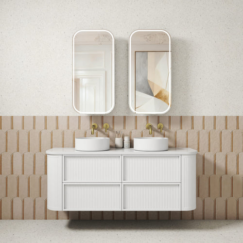 Ramee Matte White Fluted Wall Hung Vanity
