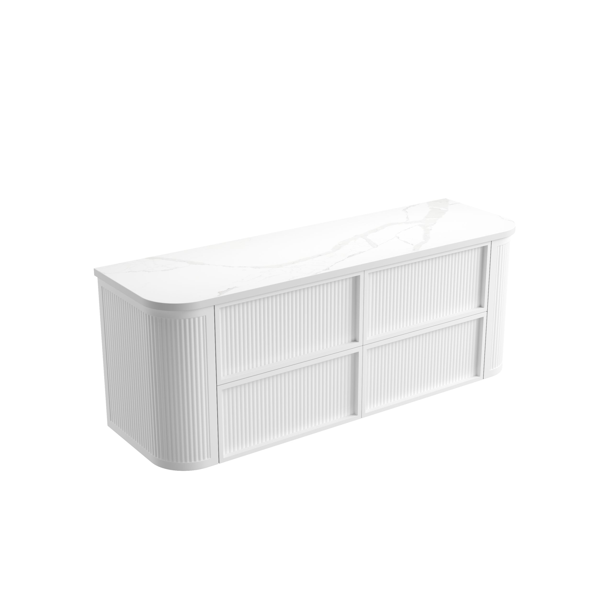Ramee Matte White Fluted Wall Hung Vanity - Neche Interiors