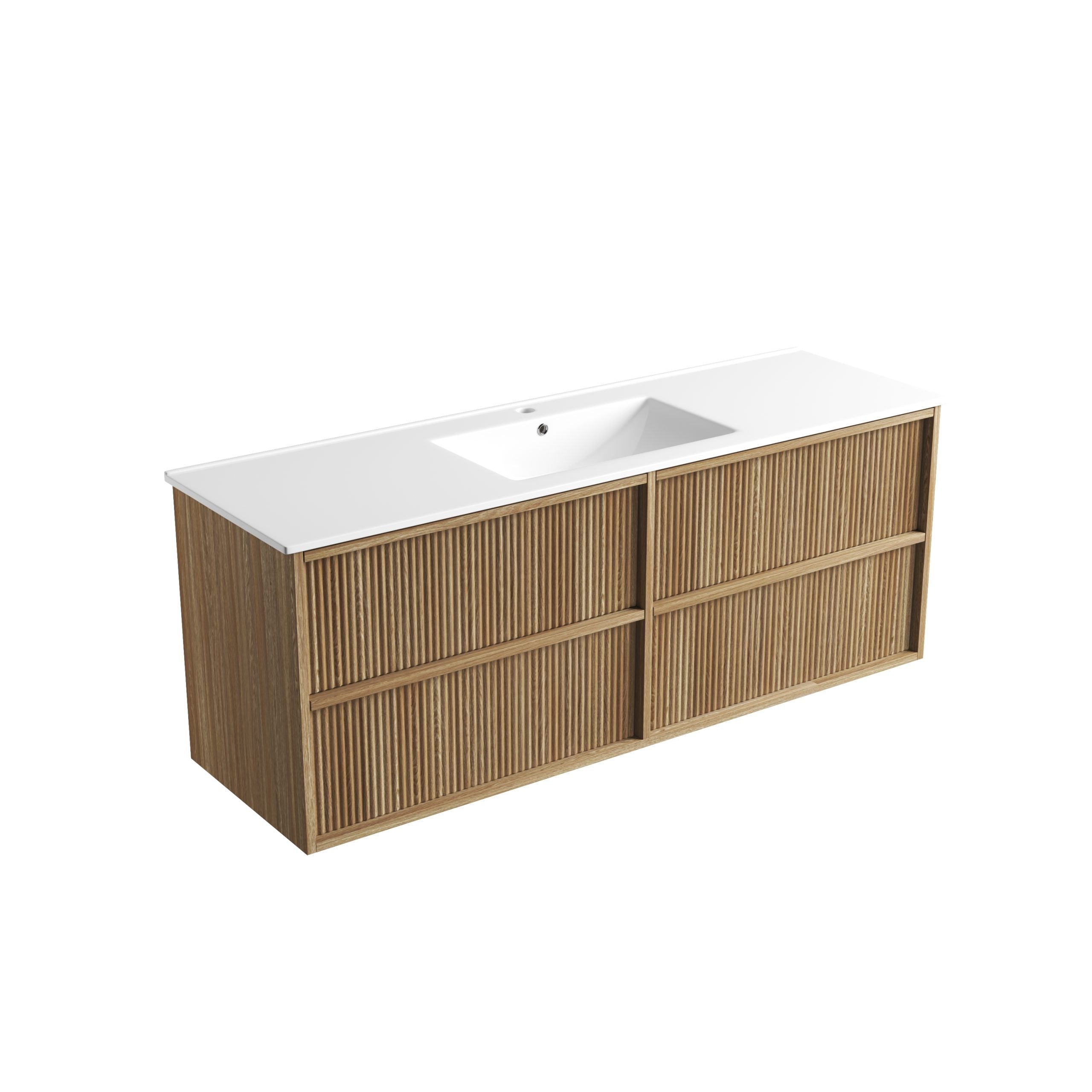 Venetta Fluted Framed Wall Hung Harvest Oak Vanity - Neche Interiors