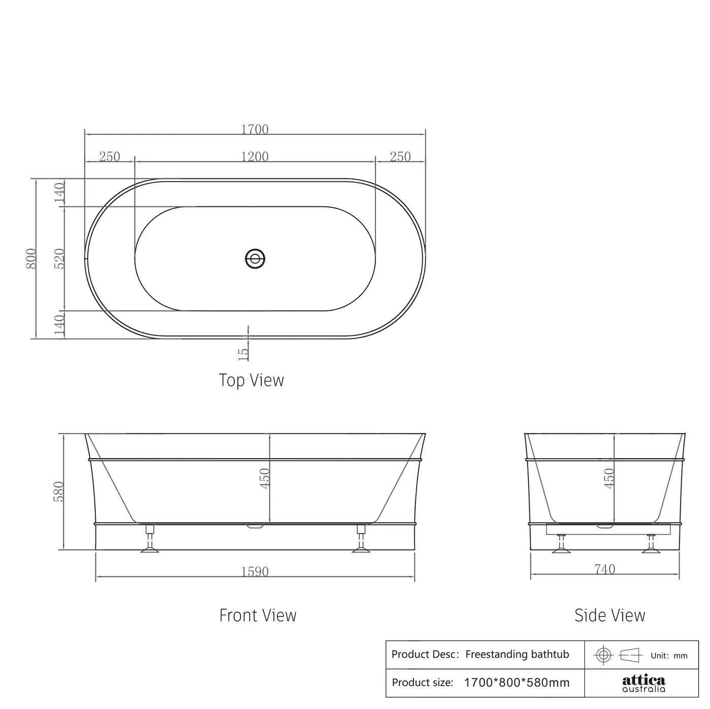 Attica Bondi Freestanding Designer Bath - Neche Interiors