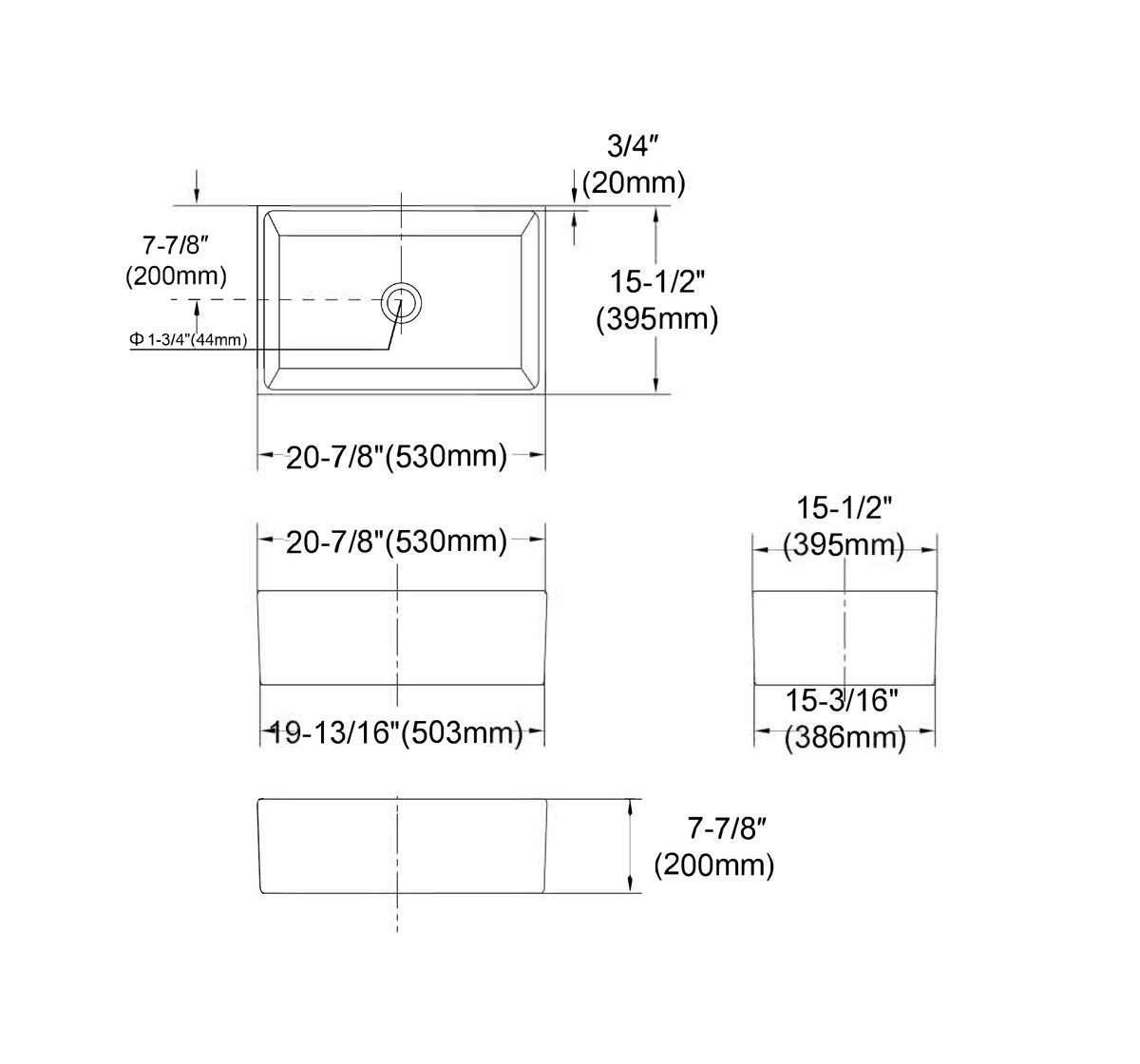 Essentials 530x395x200 Butler Sink — view 5