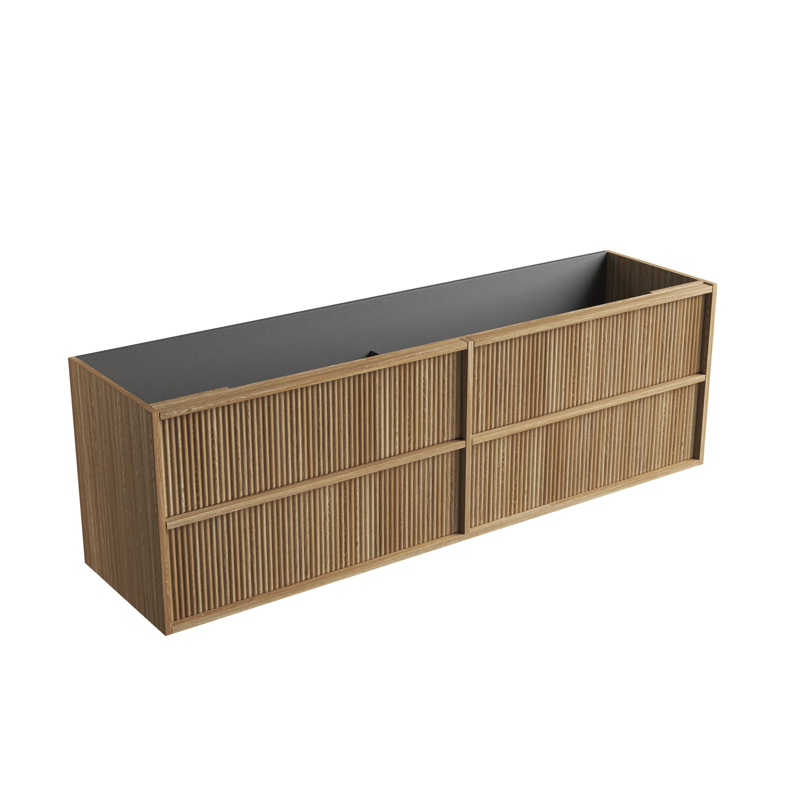 Venetta Fluted Framed Wall Hung Harvest Oak Vanity - Neche Interiors