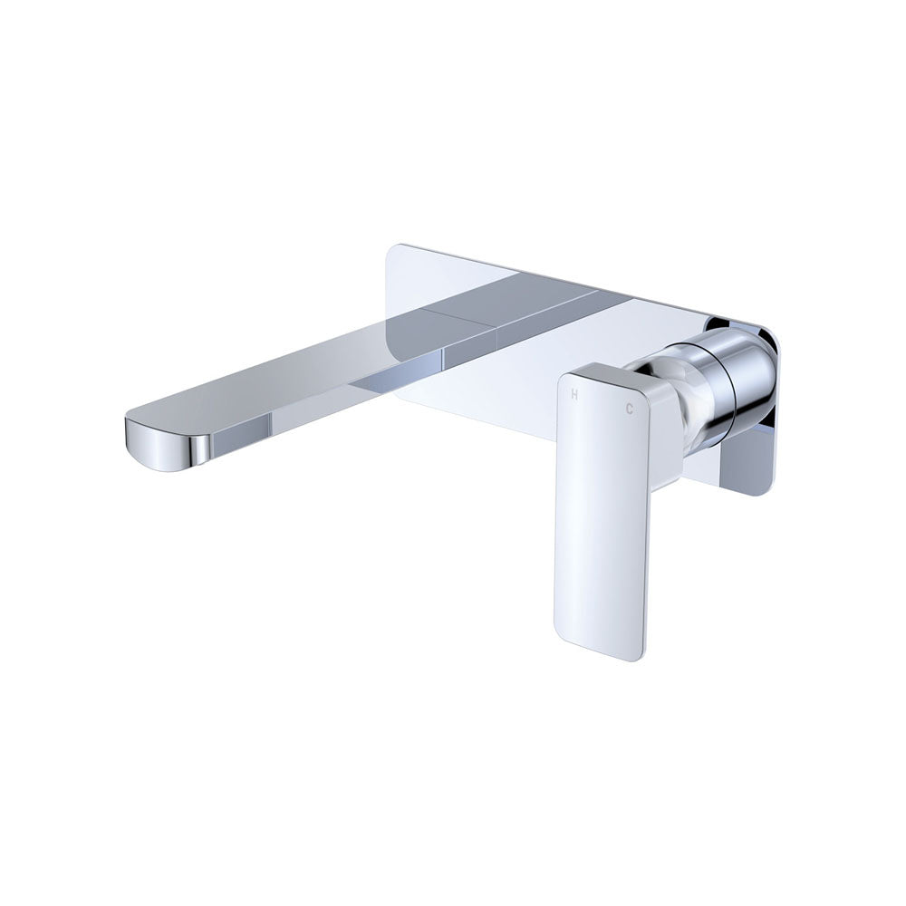 Tono Basin/Bath Wall Mixer Set, Rectangular Plate, 200mm Outlet