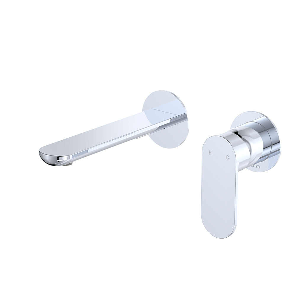 Empire Slim Basin/Bath Wall Mixer Set, Round Plates, 160mm Outlet - Neche Interiors