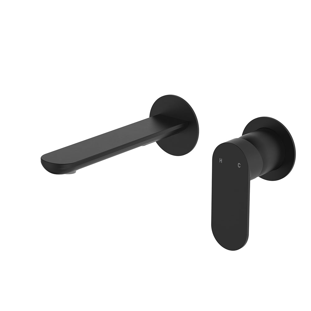 Empire Slim Basin/Bath Wall Mixer Set, Round Plates, 160mm Outlet - Neche Interiors