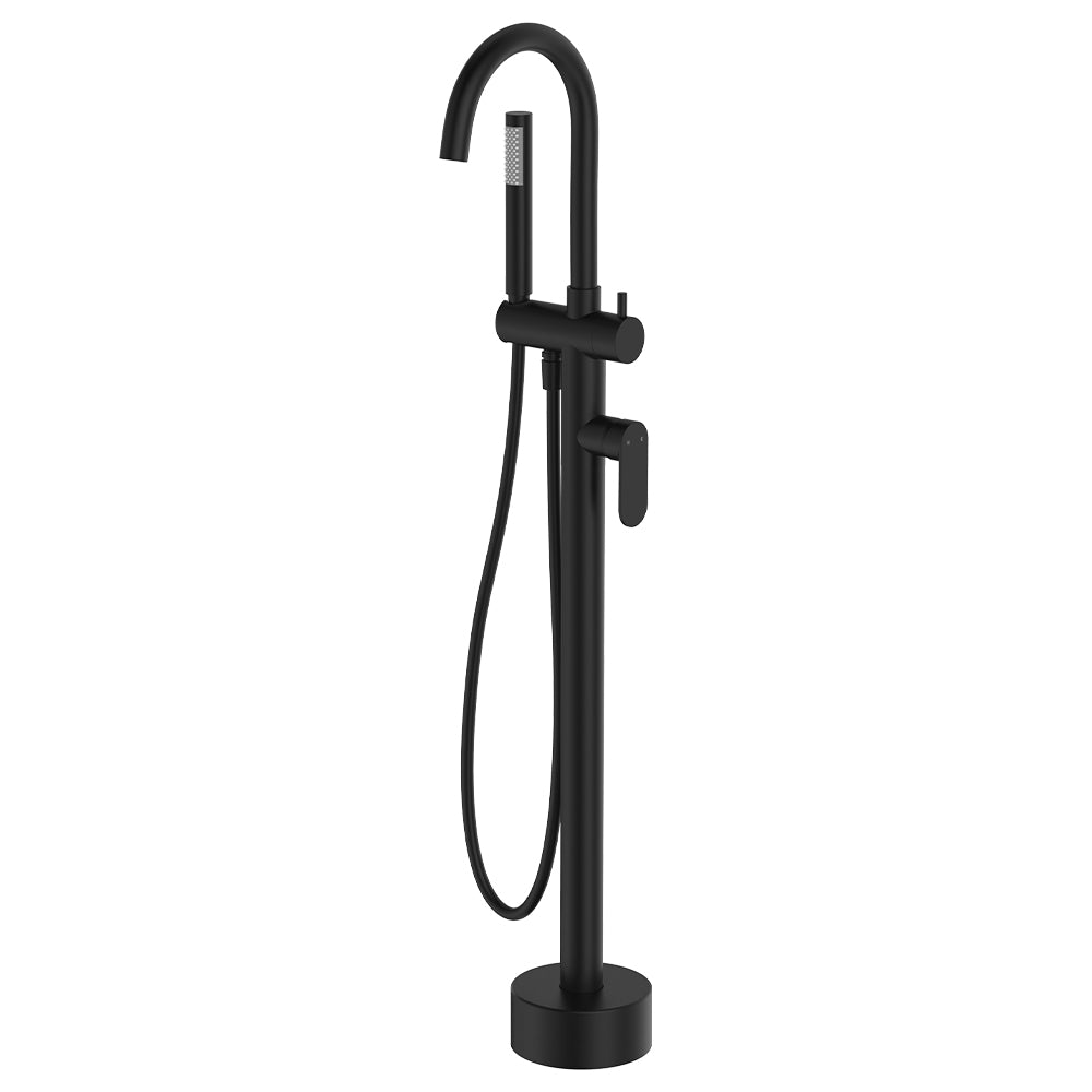 Empire Slim Floor Mounted Bath Mixer With Hand Shower - Neche Interiors