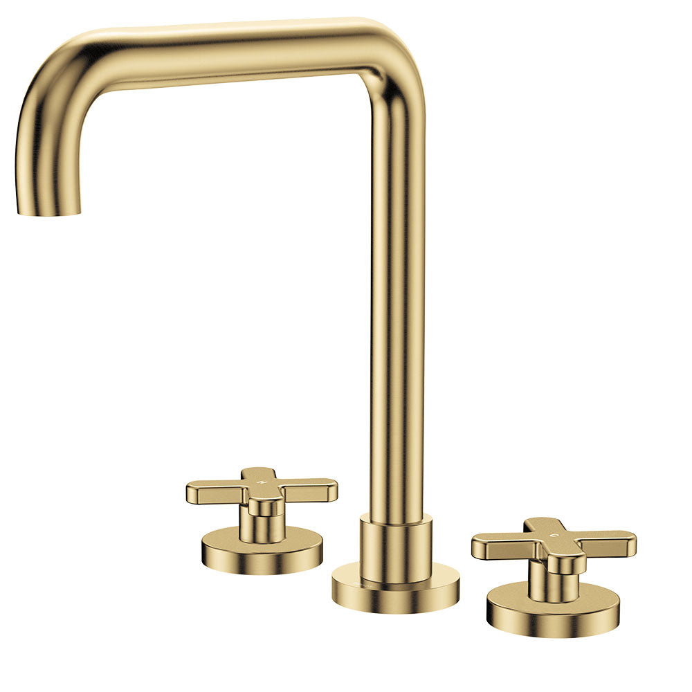 Kaya Squareline Hob Set, Cross Taps