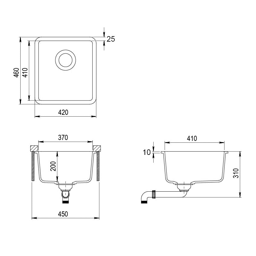 Granite Sink 420x460 Black — view 2