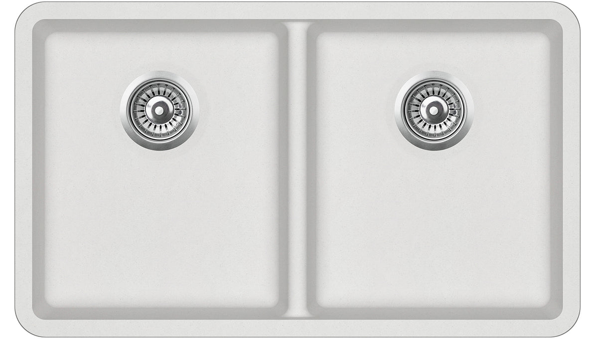 Granite Sink 810x480 White Double Bowl — view 1