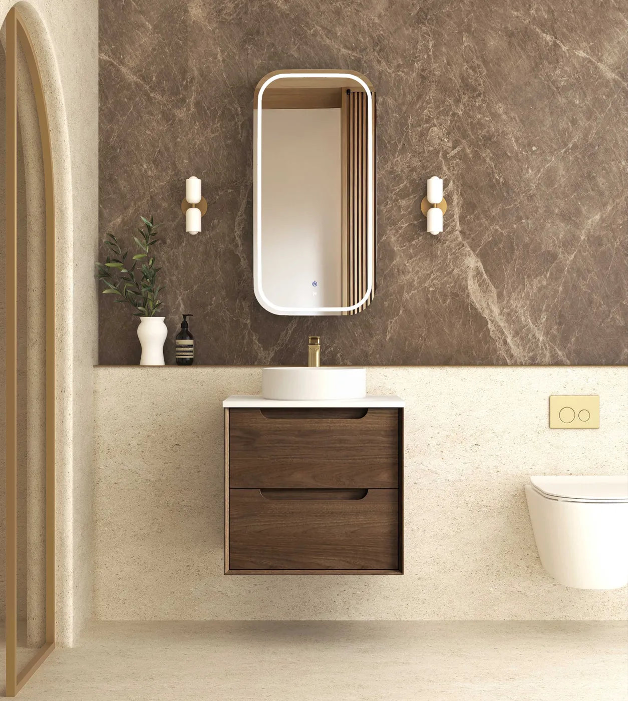 Byron Sable Walnut Wall Hung Vanity - Neche Interiors