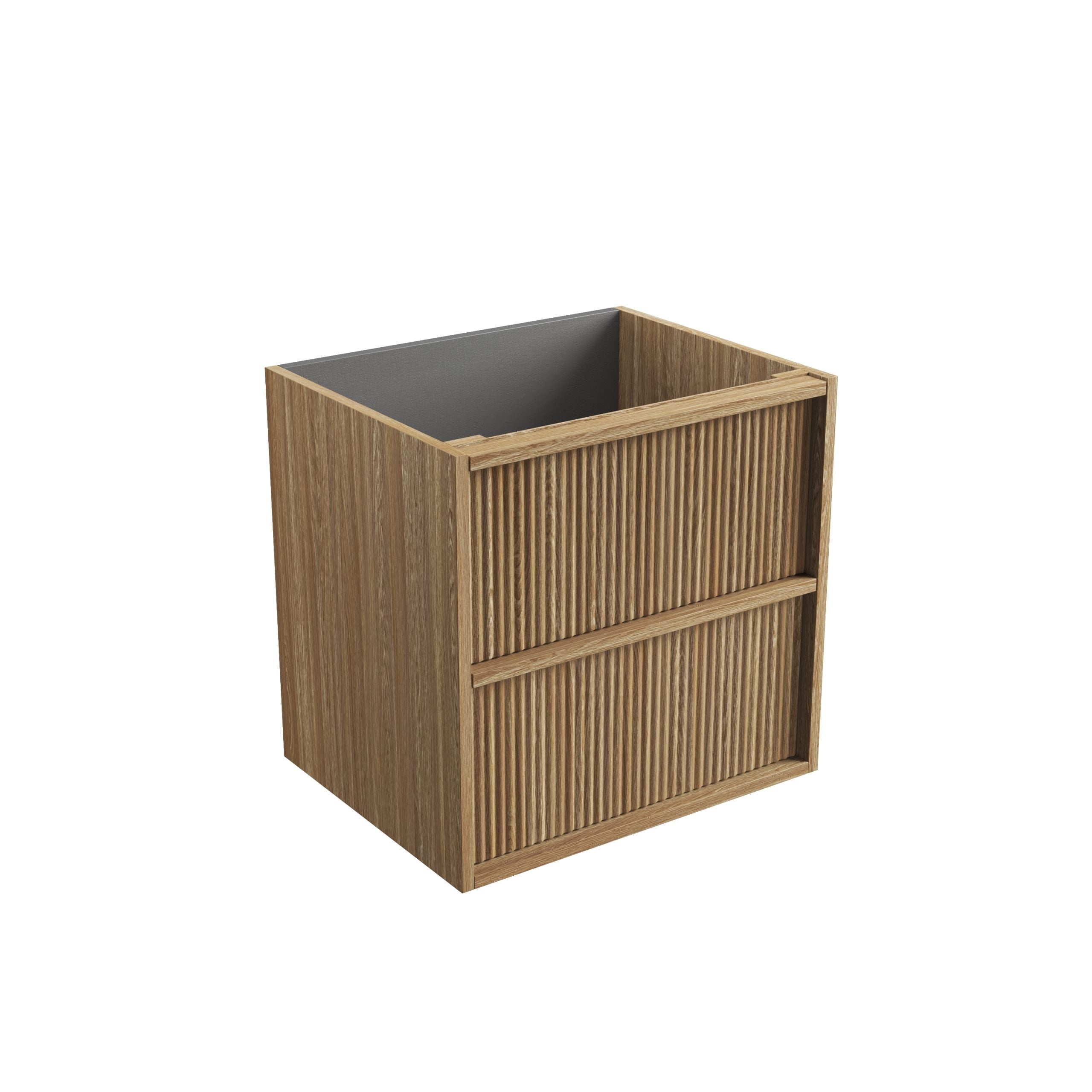Venetta Fluted Framed Wall Hung Harvest Oak Vanity - Neche Interiors
