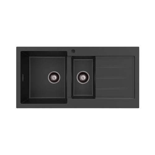 Kuro Granite 32L/14L Double Kitchen Sink With Drainer