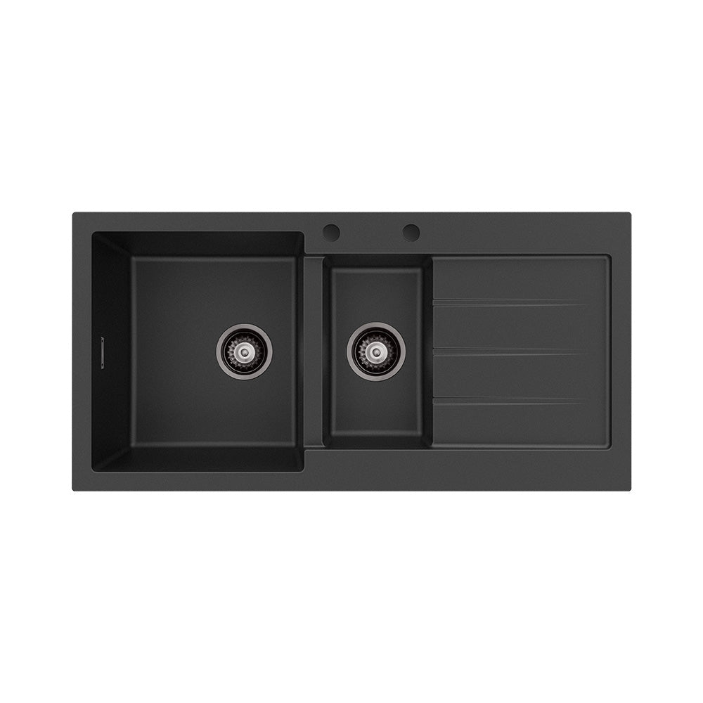 Kuro Granite 32L/14L Double Kitchen Sink With Drainer