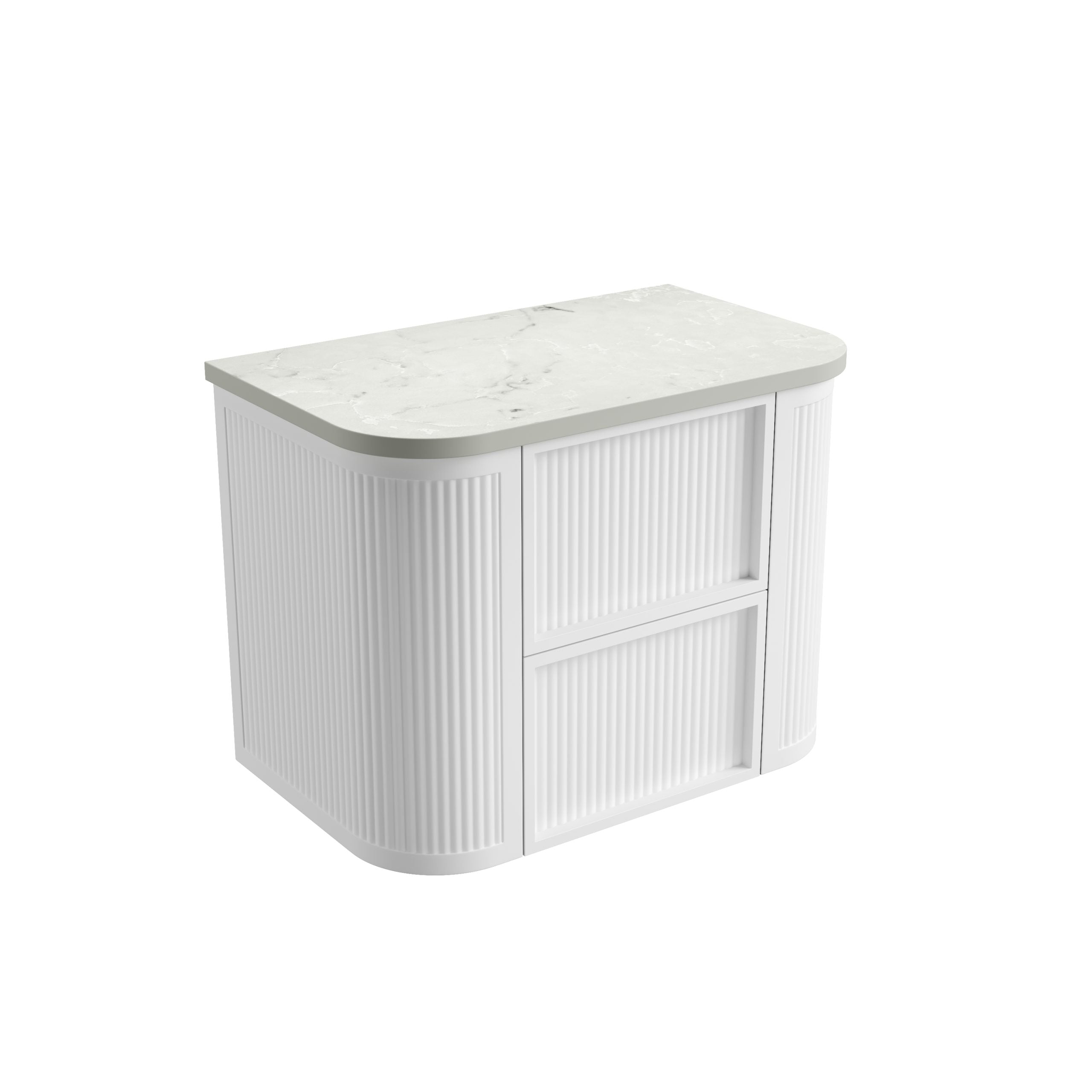 Ramee Matte White Fluted Wall Hung Vanity - Neche Interiors