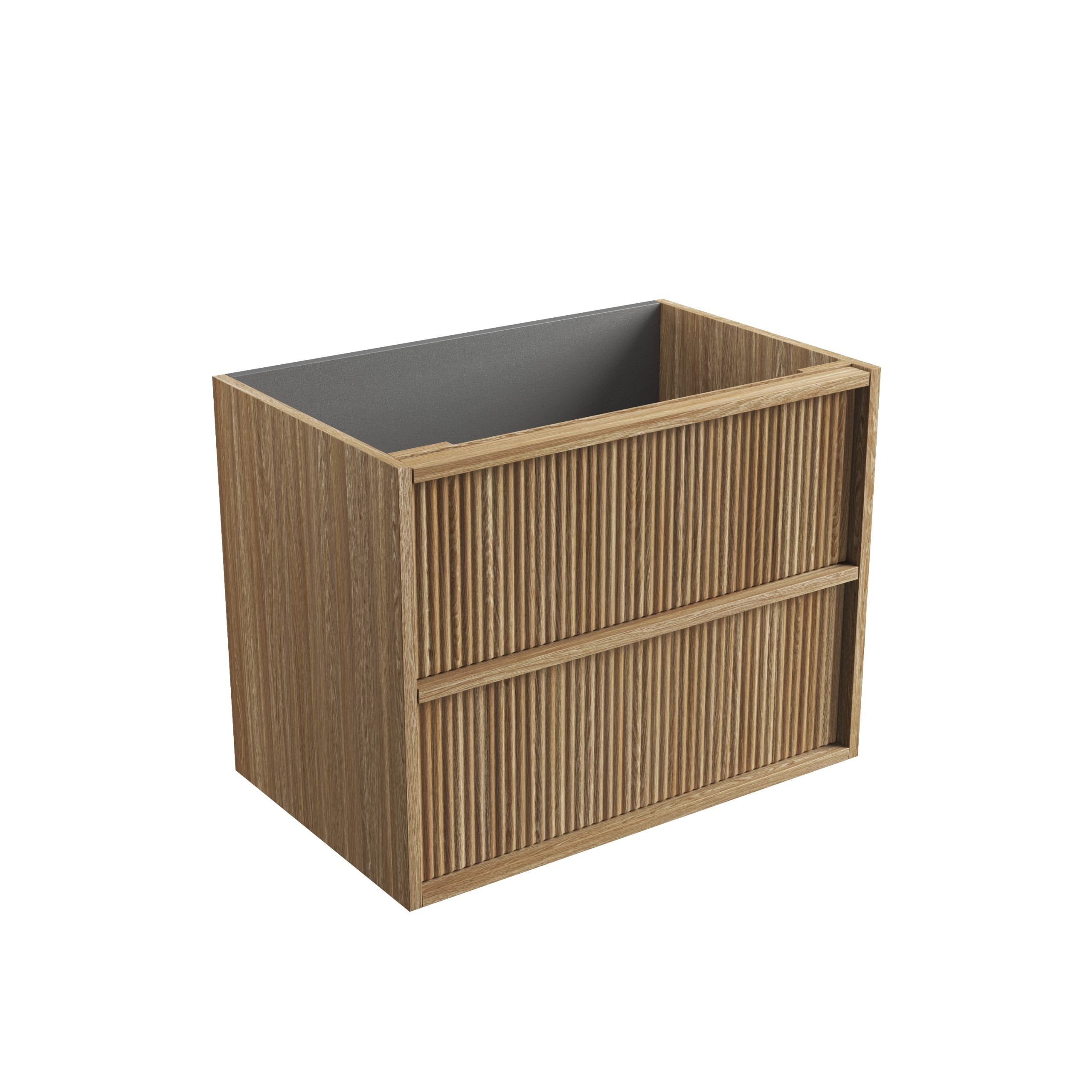Venetta Fluted Framed Wall Hung Harvest Oak Vanity - Neche Interiors