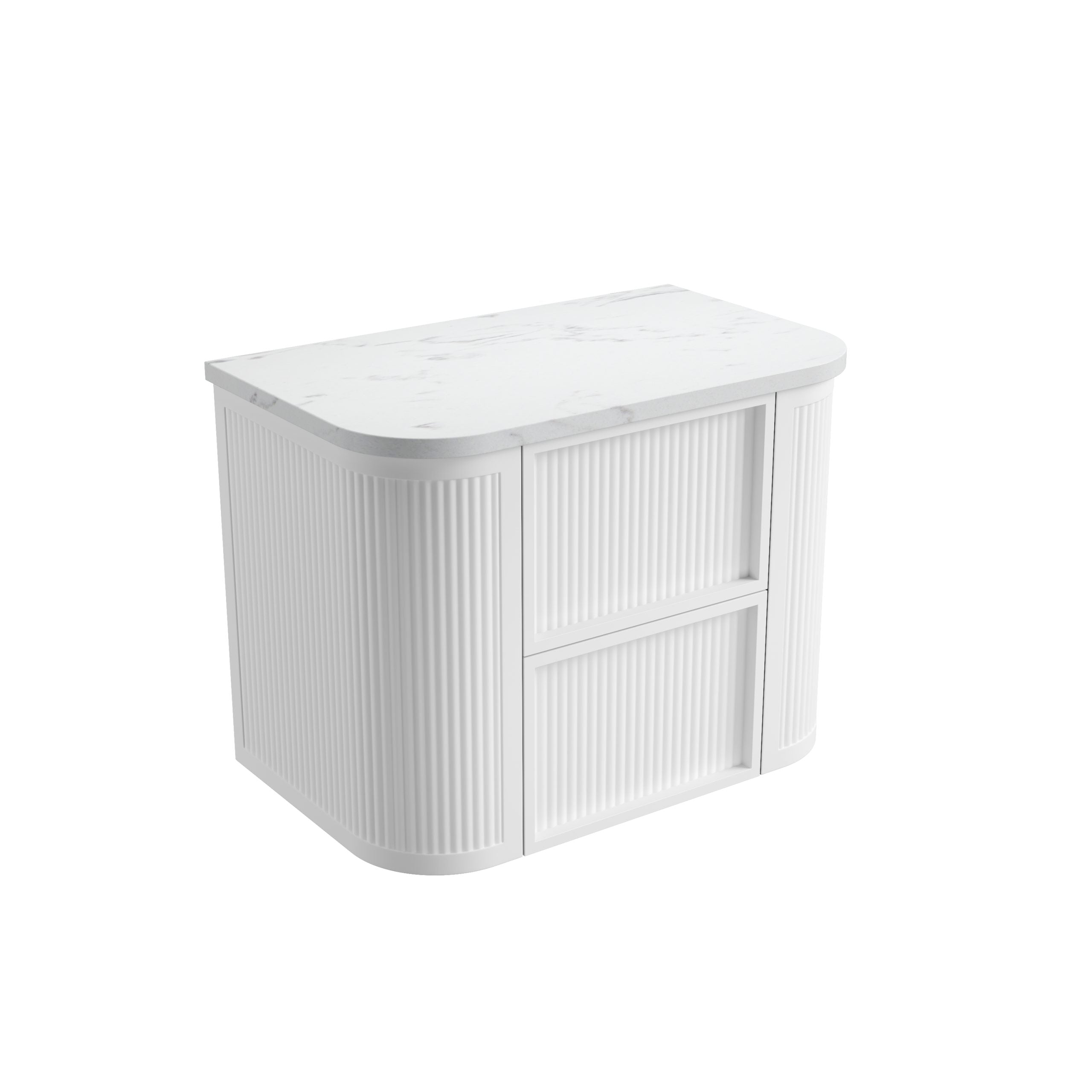 Ramee Matte White Fluted Wall Hung Vanity - Neche Interiors