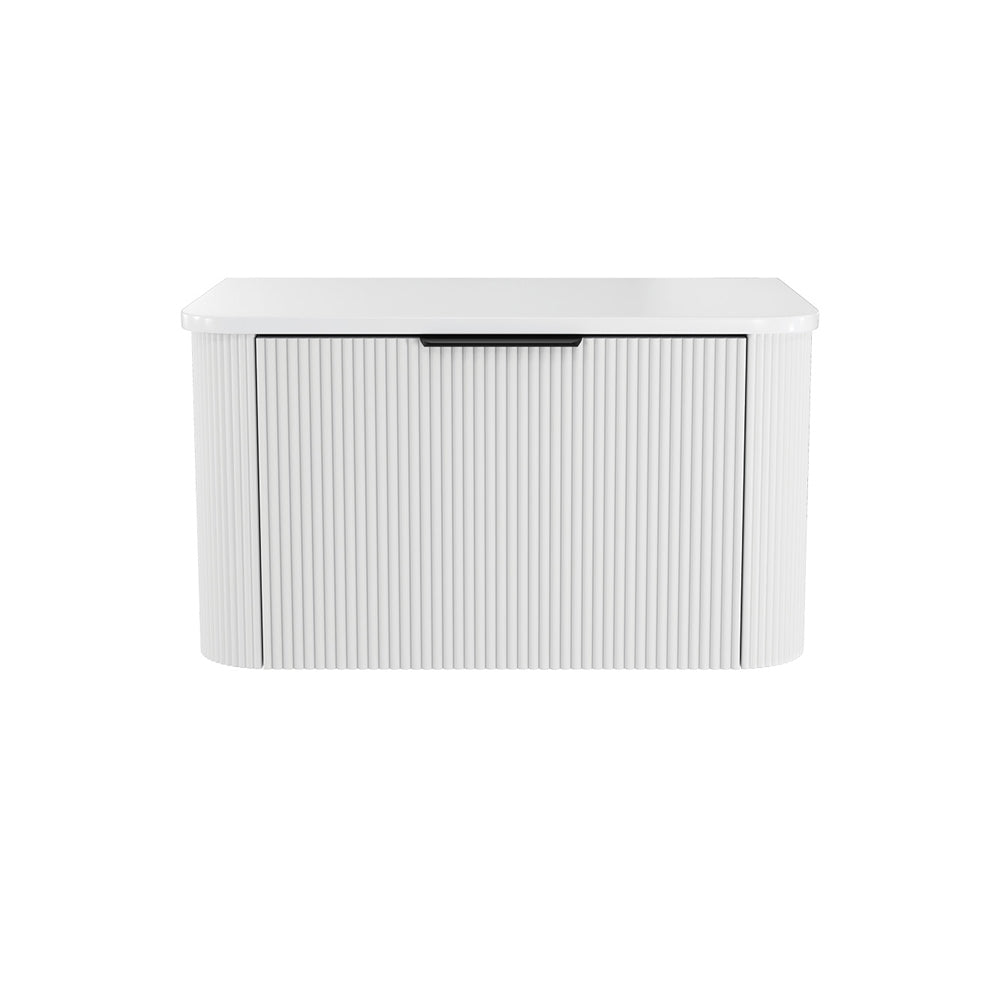 Minka Curved Satin White Cabinet