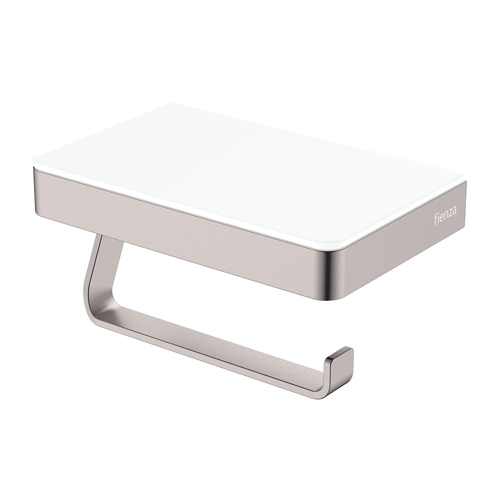 Tono Toilet Roll Holder With Glass Shelf