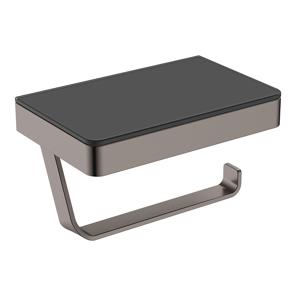 Tono Toilet Roll Holder With Glass Shelf