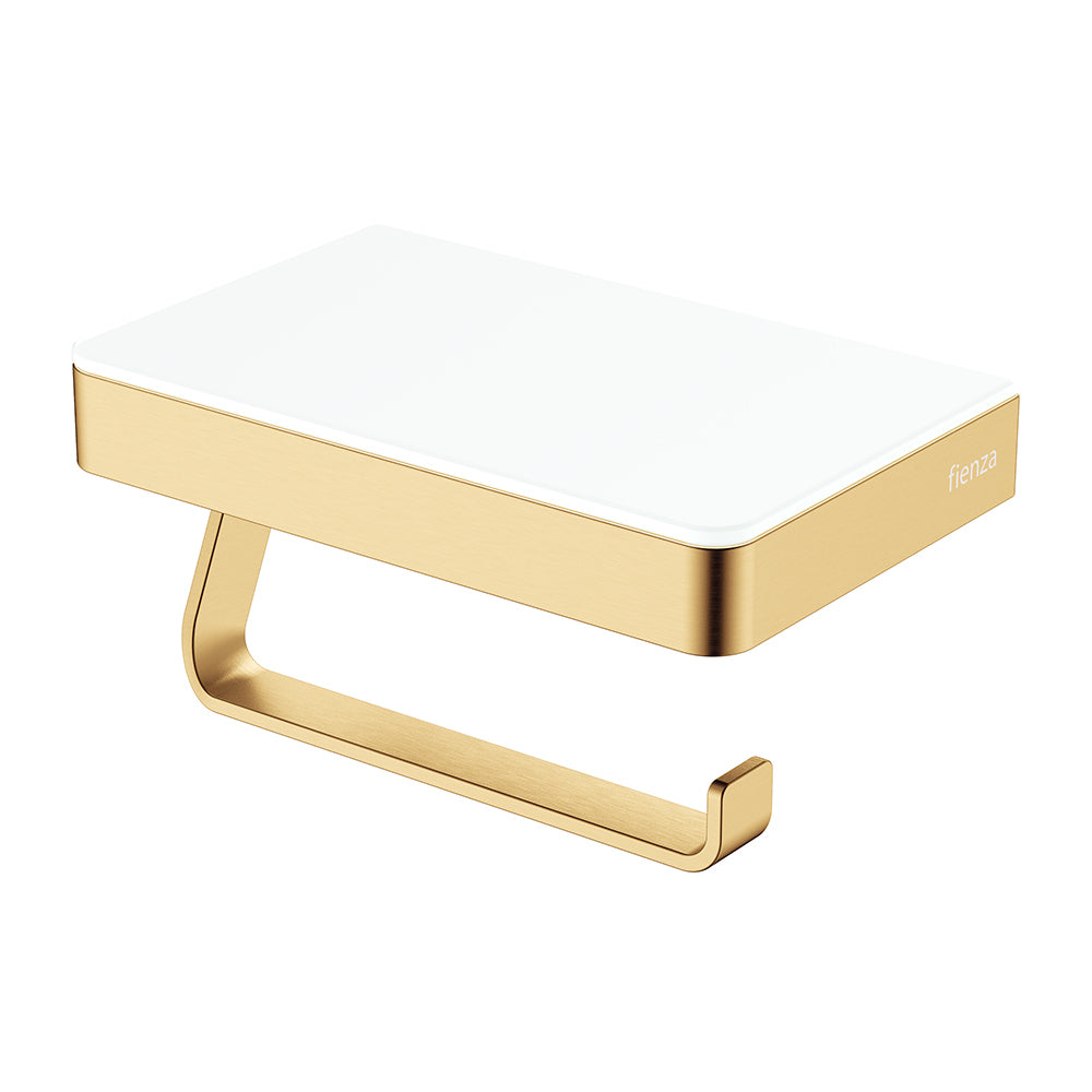 Tono Toilet Roll Holder With Glass Shelf