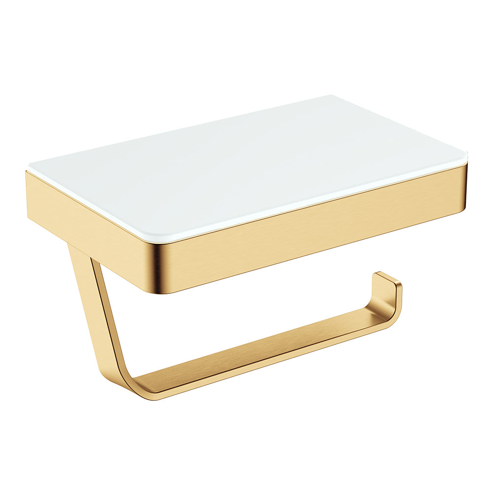 Tono Toilet Roll Holder With Glass Shelf