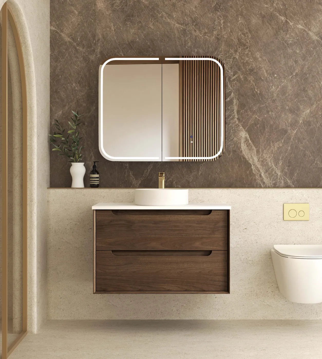 Byron Sable Walnut Wall Hung Vanity - Neche Interiors