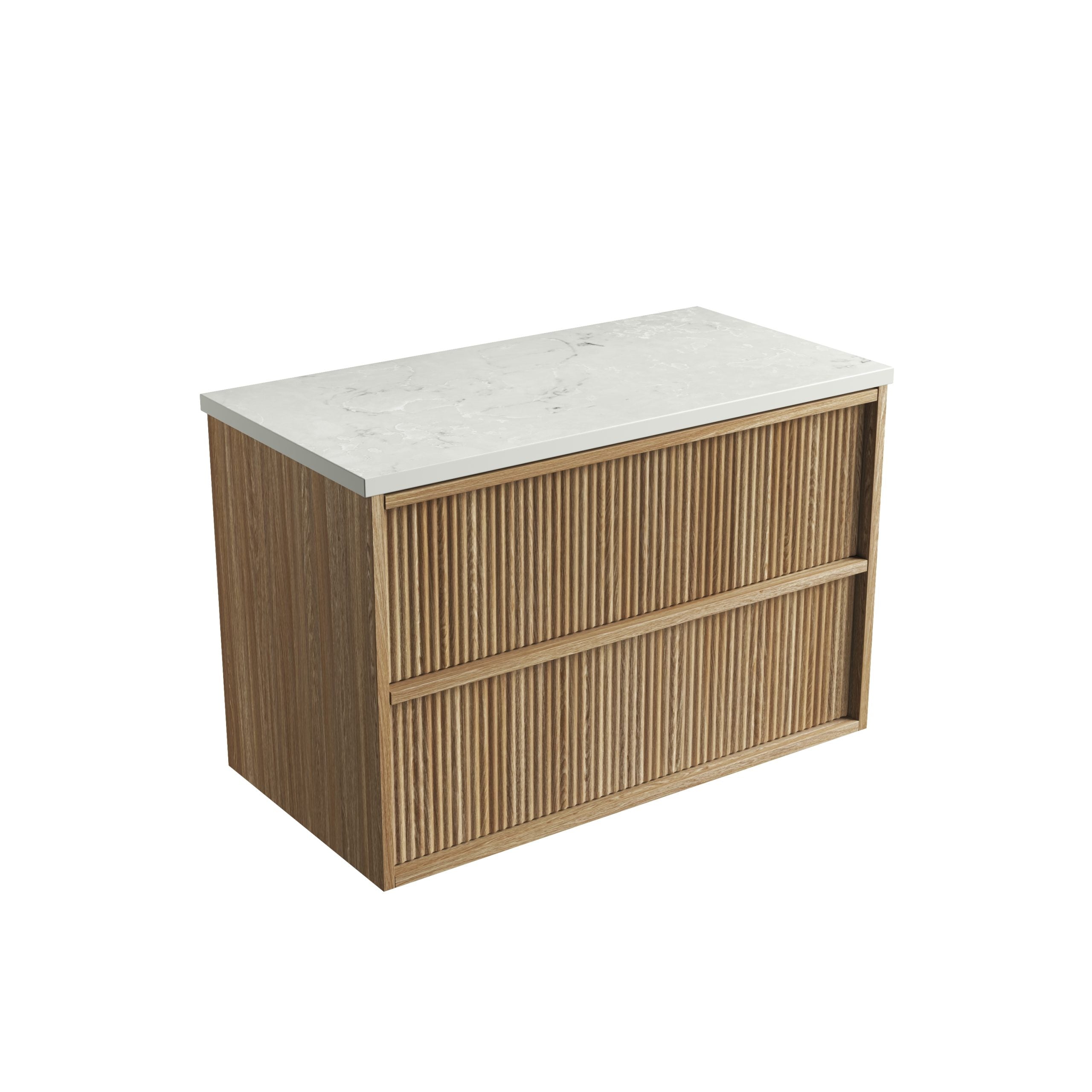 Venetta Fluted Framed Wall Hung Harvest Oak Vanity - Neche Interiors