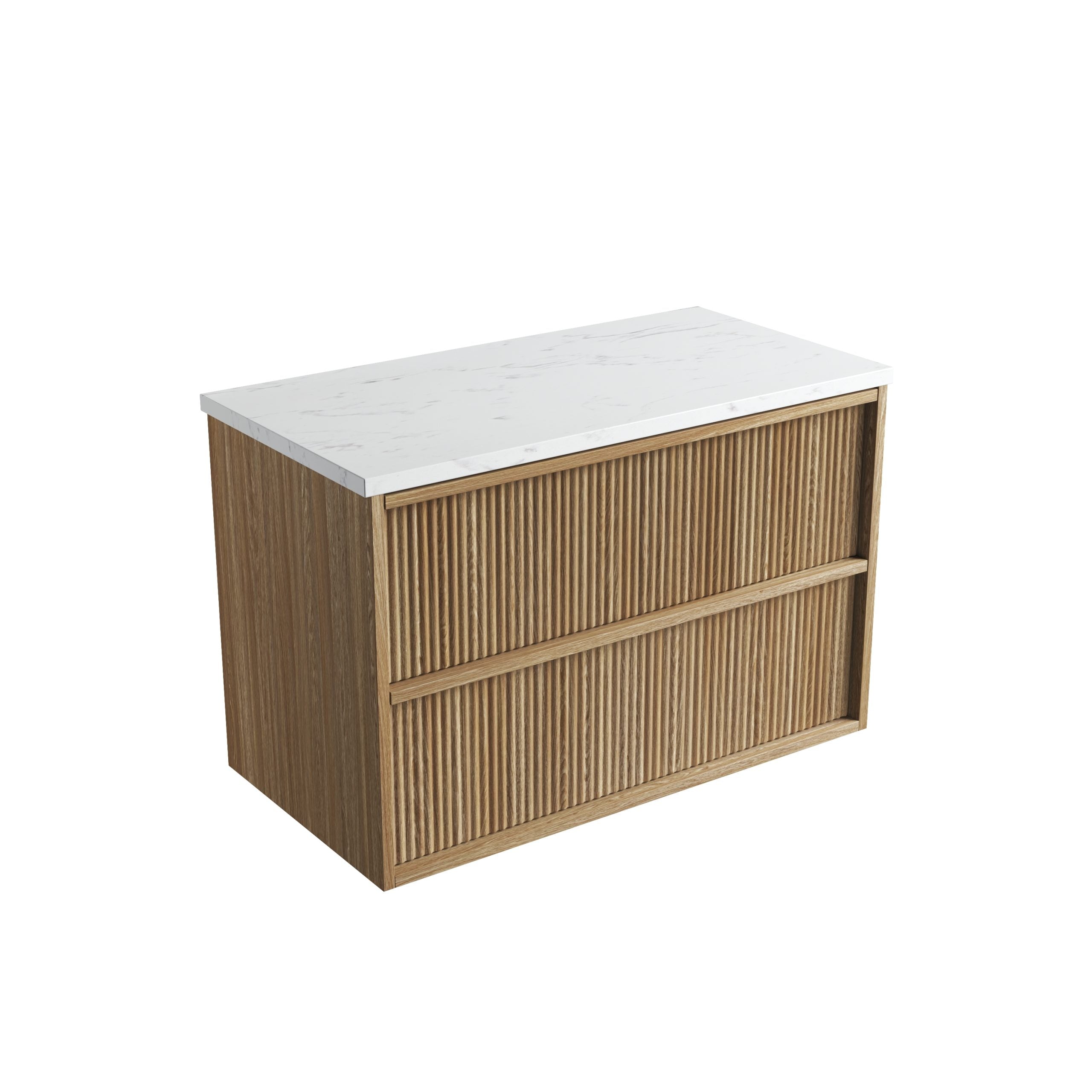 Venetta Fluted Framed Wall Hung Harvest Oak Vanity - Neche Interiors