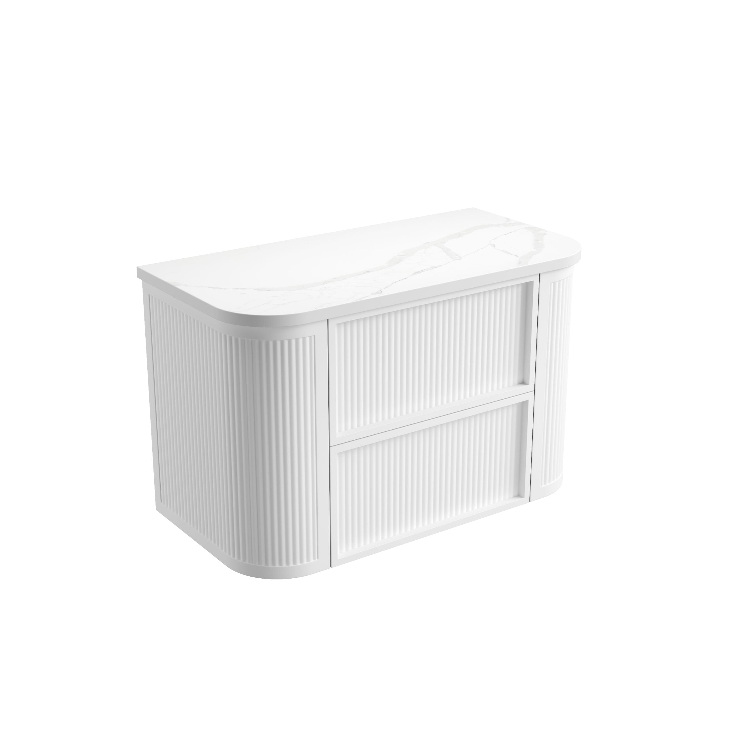 Ramee Matte White Fluted Wall Hung Vanity - Neche Interiors
