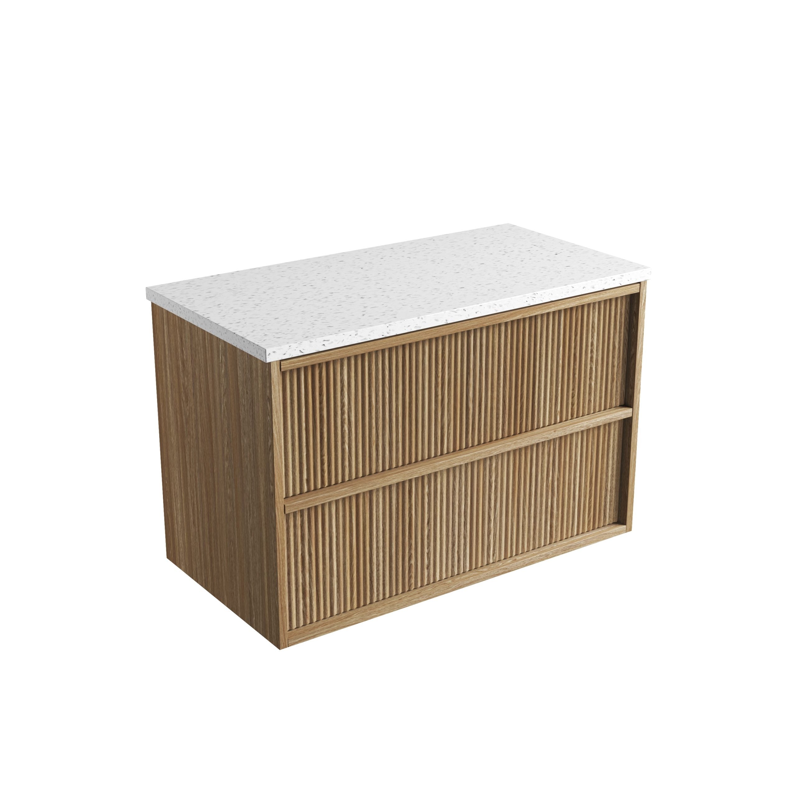 Venetta Fluted Framed Wall Hung Harvest Oak Vanity - Neche Interiors