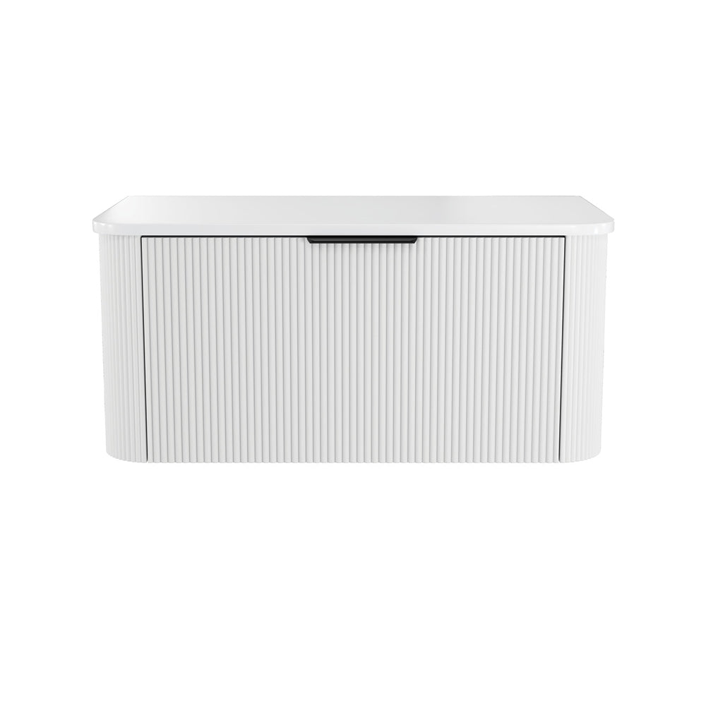 Minka Curved Satin White Cabinet