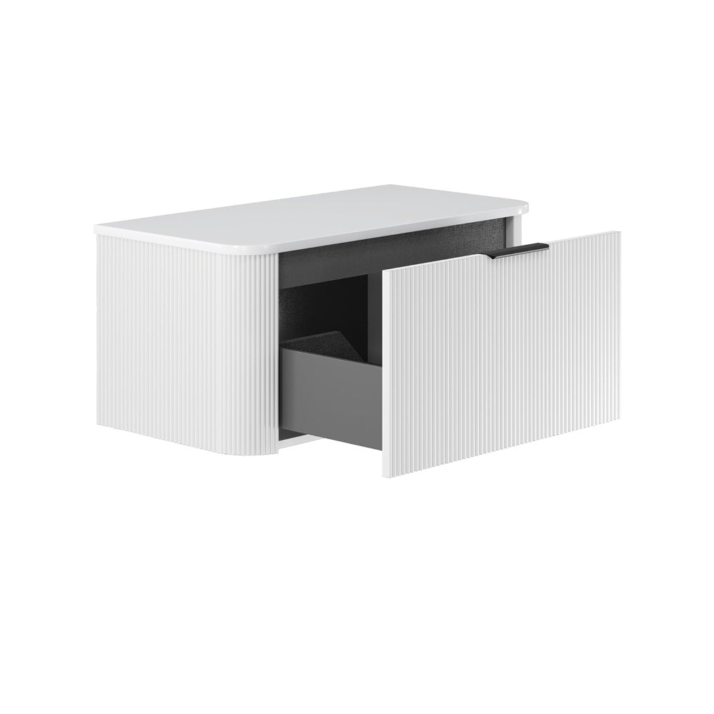 Minka Curved Satin White Cabinet