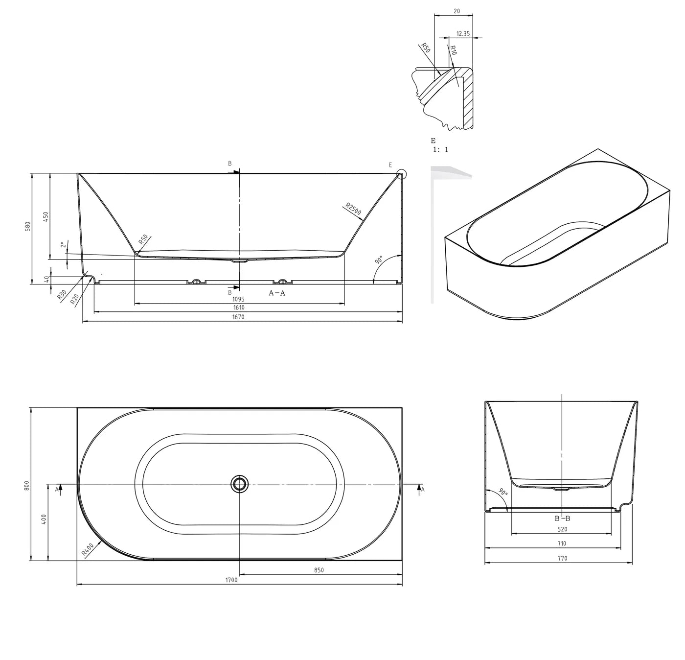Celine Corner Bath with Overflow
