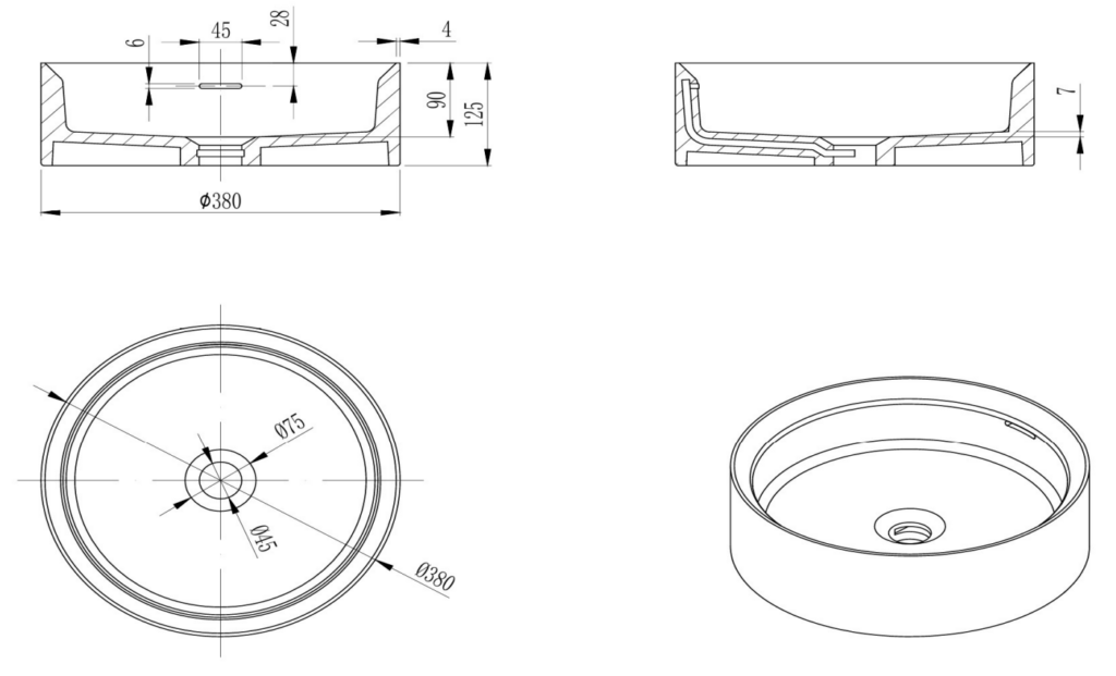 Thyra 380 Round Solid Surface Counter Top Basin - Neche Interiors