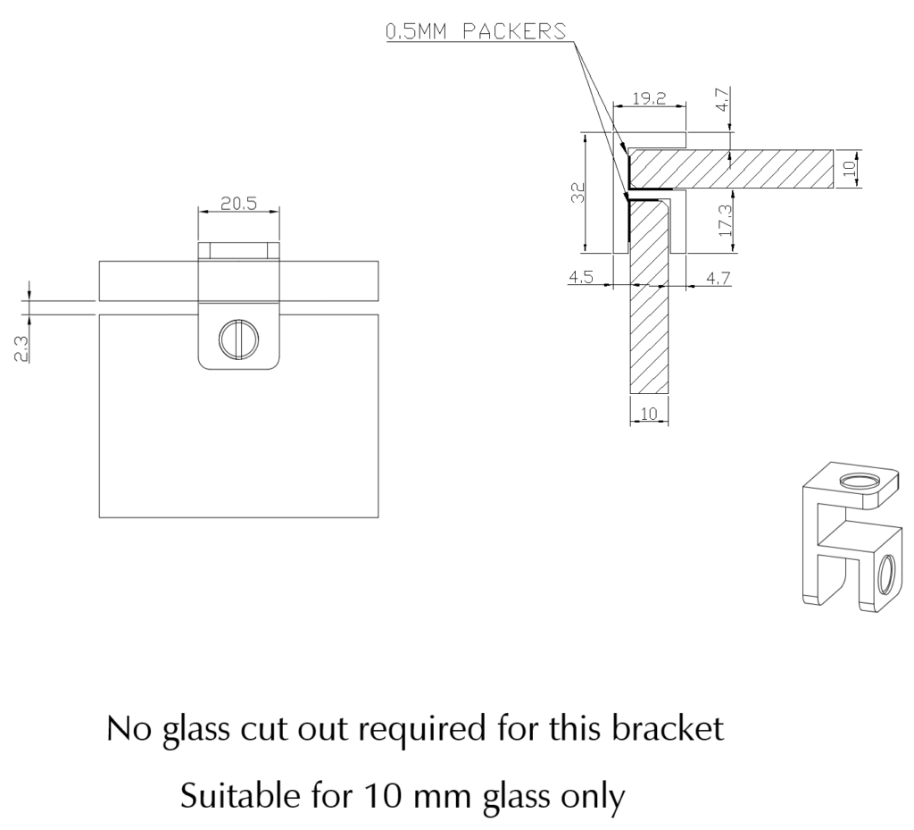 Shower Screen Top Plate Bracket - Neche Interiors