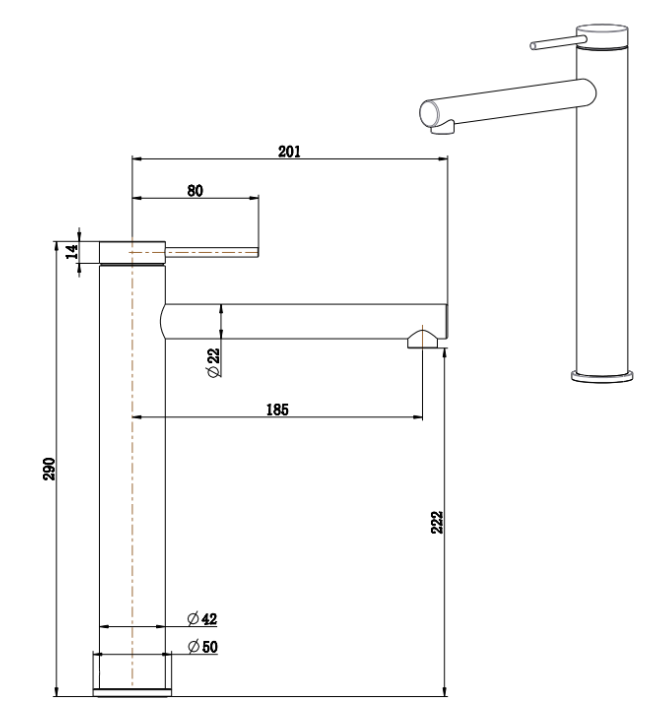 Mica Tall Basin Mixer Straight - Neche Interiors