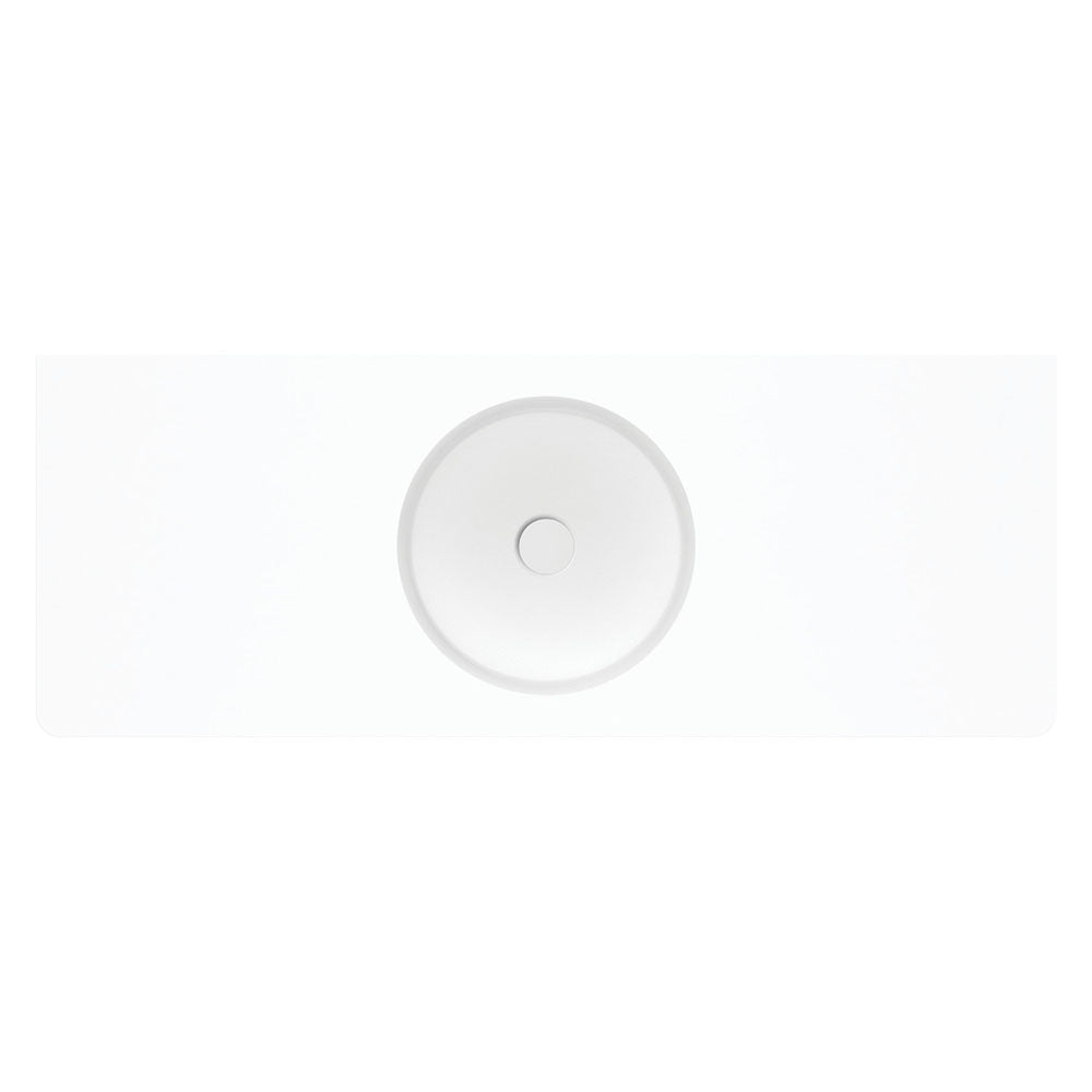 Encanto Solid Surface Wall Basin, Centre Bowl, No Tap Hole