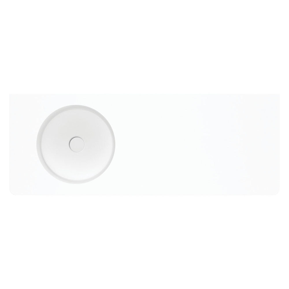Encanto 1200 Solid Surface Wall Basin, Left-Hand Bowl, No Tap Hole