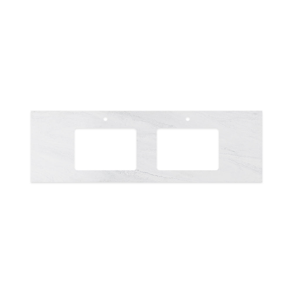 Cloudburst Solid Surface Top Rectangular Full Depth with Double Undermount Basin Hole & Tap Holes