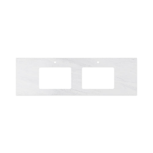 Cloudburst Solid Surface Top Rectangular Full Depth with Double Undermount Basin Hole & Tap Holes