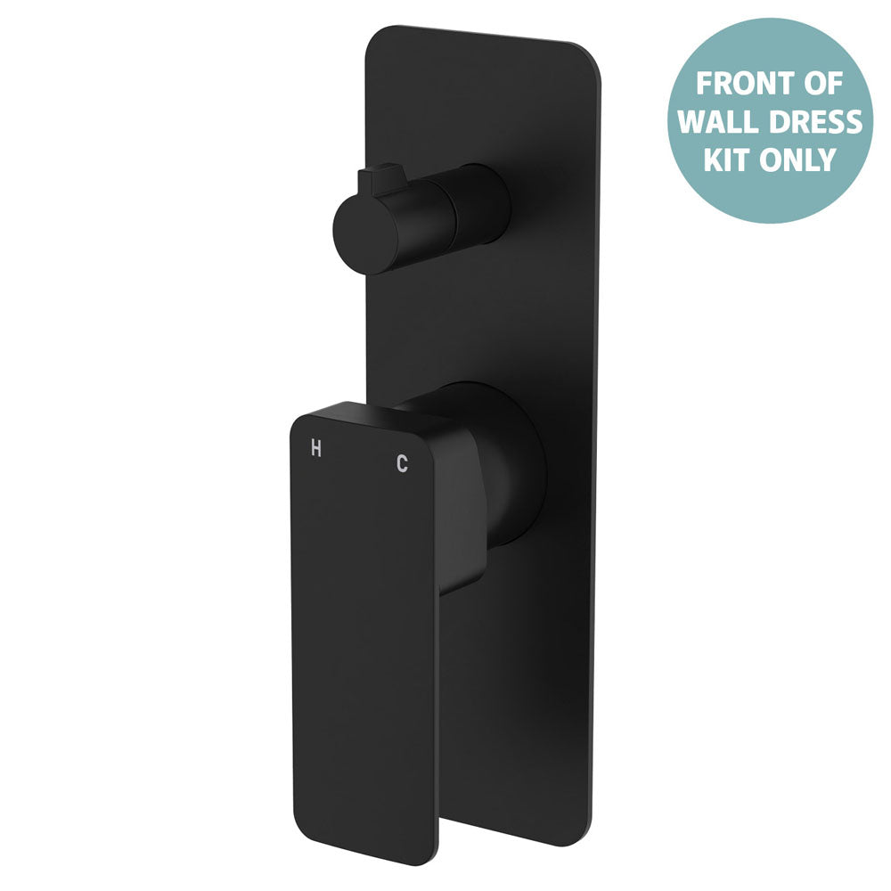 Tono Wall Diverter Mixer Dress Kit, Matte Black, Rectangular Plate