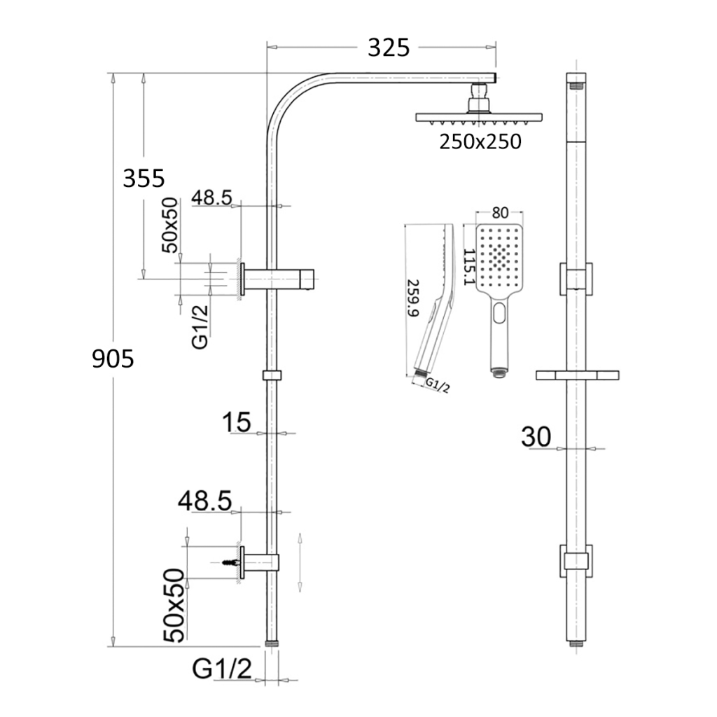 Cresta Dual Shower Rail - Neche Interiors